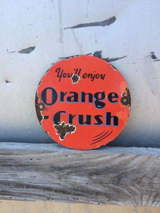 Orange Crush Porcelain Enamel Door Push Plate Palm Press Sodapop Cola