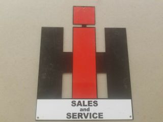 Ih International Harvester Sales Service Sign Farm.  Tractor Gas Oil Diesel Garage