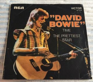 David Bowie ‎– Time / The Prettiest Star 7” 45 French Picture Sleeve Rca 41.  118