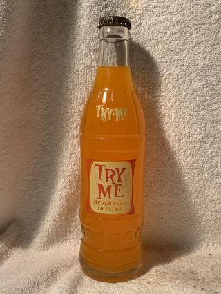 Rare Full 10oz Try - Me Golden Orange Acl And Embossed Soda Bottle Savannah,  Ga