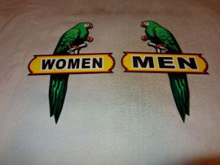 Vintage " Polly The Parrot " Men & Women Restroom 12 " Metal Gasoline & Oil Sign Nr