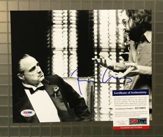 Francis Ford Coppola Signed 8x10 The Godfather Photo W/ Marlon Brando Psa/dna