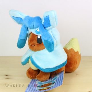 Pokemon Center Eevee Poncho Series Glaceon Ver.  Plush Doll Japan