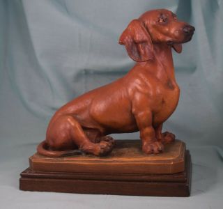 Anri Wood Carved Dachshund Dog