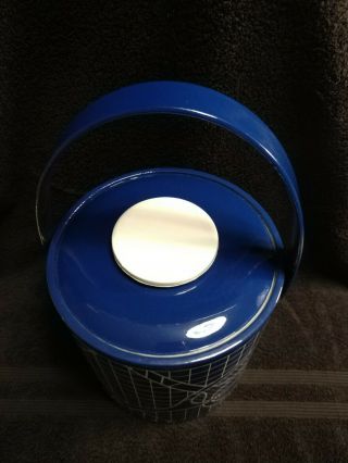 Vintage Padded Vinyl Ice Bucket Tennis Sport Barware Dark Blue White A, 2