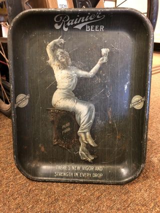 Old Rainer Beer Tray W Lady