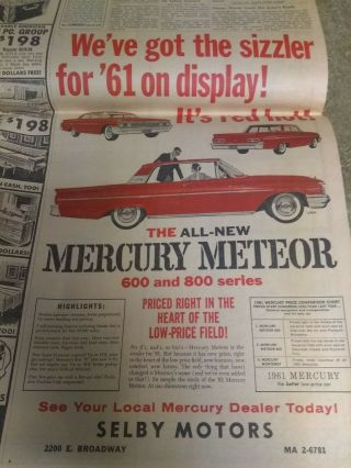 Vintage Mercury Meteor Newspaper Ad 1960