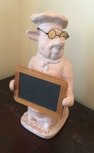 Chef Pig Statue Menu/ Notes Blackboard Glasses 17 " 