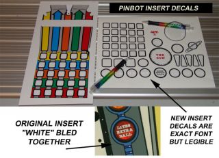 Pinbot Pinball Machine Insert Decals