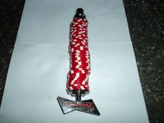 Budweiser Casino Poker Chip Red Beer Tap Handle 49 Chips and 9 1/2 inches long 2