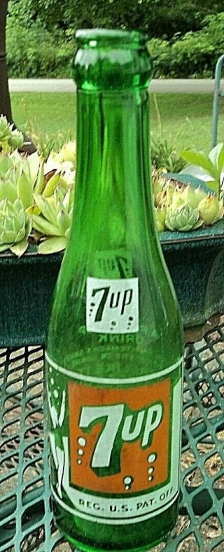 Very Early Rare Vintage Green 7 Up Soda Bottle W/ 8 Bubbles Indianapolis Indiana