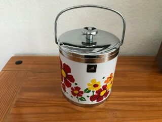 Vintage Floral Tin Ice Bucket With Lid
