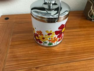 VINTAGE FLORAL TIN ICE BUCKET WITH LID 4