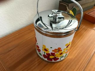 VINTAGE FLORAL TIN ICE BUCKET WITH LID 5