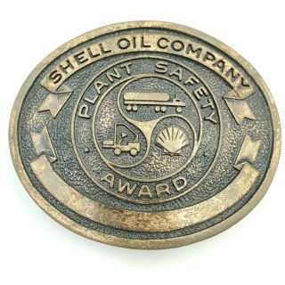 Rare Vintage Shell Oil Company Belt Buckle - Plant Safety Award