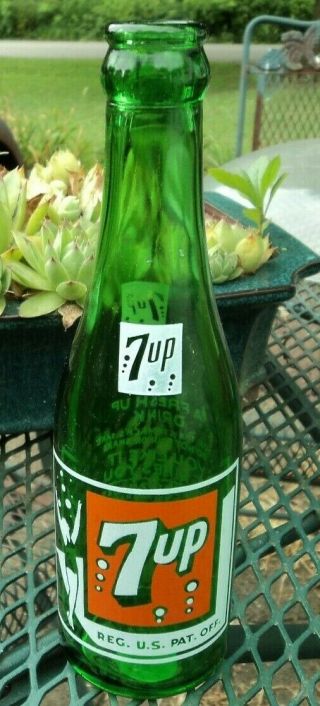 Very Early Rare Vintage Green 7 Up Soda Bottle W/ 8 Bubbles Savannah Georgia