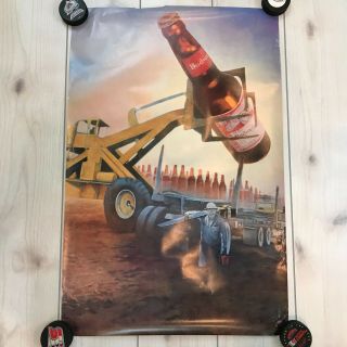 Vintage 1981 Budweiser Beer Poster Logging Sawyer Lumber 1980s 23 " X 34.  5 "