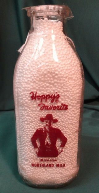Hoppy Hopalong Cassidy Wm.  Boyd Quart Milk Bottle From Northland Milk