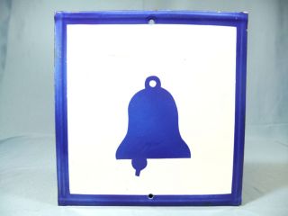 Vintage Porcelain Enamel - Fire Alarm Bell Firefighting - Metal Sign 1960 