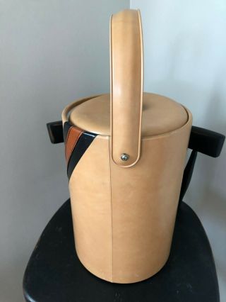 Georges Briard Vintage Ice Bucket Wood Grain Vinyl Faux leather 5