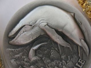 1 - Oz.  925 Longines Sterling Silver Humpback Whale 3d High Relief Coin,  Gold