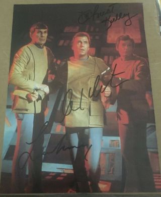William Shatner,  Leonard Nimoy And Deforest Kelley Signed Photo “star Trek”