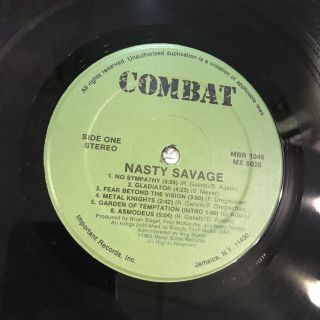 Lp Nasty Savage Self Titled Thrash 1st Press Combat Heavy Metal Rare 5