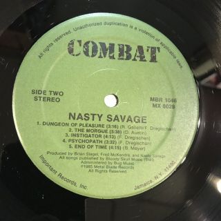 Lp Nasty Savage Self Titled Thrash 1st Press Combat Heavy Metal Rare 7