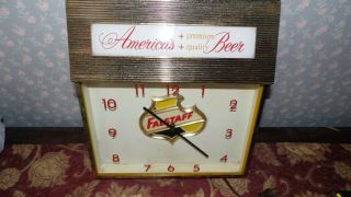 Vintage Falstaff Beer Lighted Bar Sign Clock Store Display Mancave