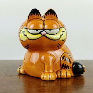 Vtg 1981 Garfield Enesco Cat Smiling Ceramic Figure Jim Davis Japan Vintage