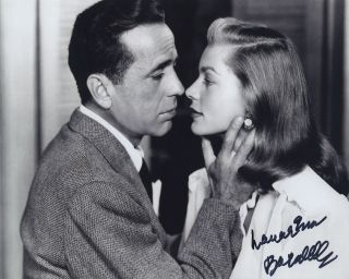 Lauren Bacall Signed Autographed Bw 8x10 Photo With Humphrey Bogart Wow