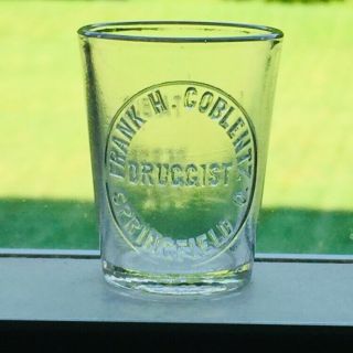 Vintage Druggist Dose Glass Embossed Frank H.  Coblentz Springfield Ohio Oh