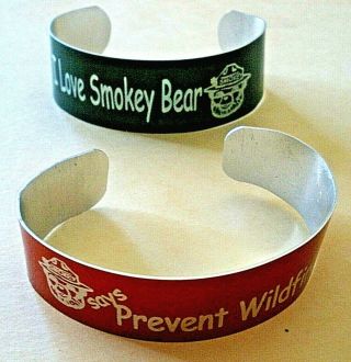 2 Smokey Bear Metal Bracelets " I Love Smokey Bear  Prevent Wildfires " Rare