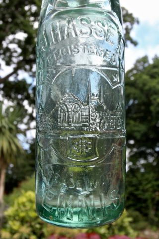 Vintage C1900s G J Hassett Ennis Ireland Clare Abbey Pictorial 10oz Codd Bottle