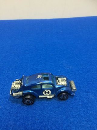 Vintage 1970 Mattel Hot Wheels Redline Evil Weevil VW Blue 9 3