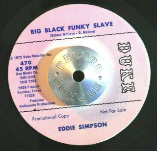 Funk Soul 45 - Eddie Simpson - Big Black Funky Slave /lovin Promo Rare M - Hear