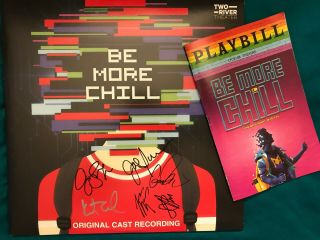 Be More Chill Cast Recording Vinyl Lp Signed In Person Joe Iconis & Cast