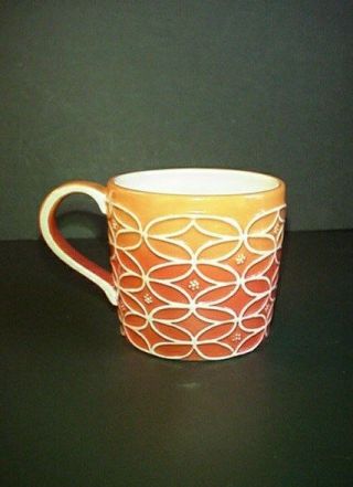 2009 Starbucks Coffee Company Mug Cup Orange Ombre Embossed 14 Oz