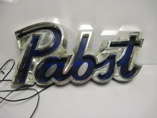 Vintage Pabst Blue Ribbon Lighted Beer Sign Flourecent @ 20 " Long X 10 " High