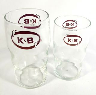 Vintage K&b Drug Store Double Check Collectible Beverage Glasses Set Of 2