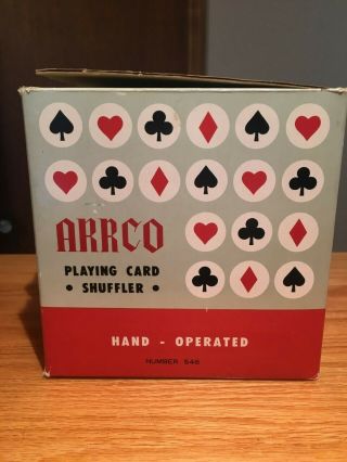 Vintage Arrco Playing Card Shuffler Hand Operated Red And Black W/ Instructions