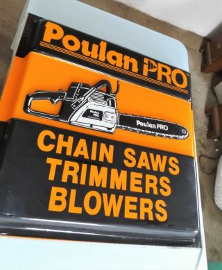 Vintage Poulan Pro Dealer Sign,  Chainsaws Trimmers Blowers,  36 " X 36 ",  Embossed