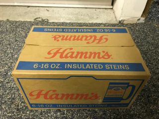 Six (6) Vintage Hamms Beer Mugs Still In Plastic And The Box
