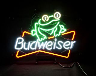 Frog Beer Bar Bistro Pub Neon Sign Light Bud Artwork Poster Bistro Man Cave