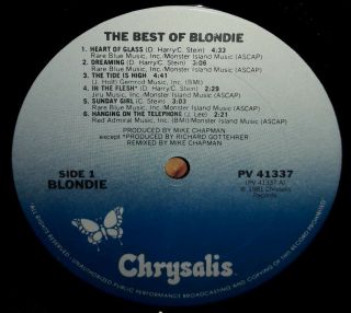 BLONDIE - The Best Of Blondie - VG/VG Vinyl LP - 1981 Chrysalis - Debbie Harry 3