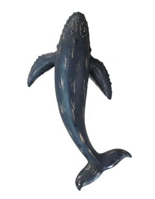 Large Wall Mounted Sperm Hump Back Whale Art Sculpture 24 Inch Long