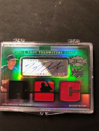 Troy Tulowitzki 2007 Triple Threads Topps Certified Autograph Issue Rookie Card