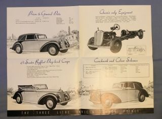 1949 RARE 3 Liter Invicta Black Prince British Auto Car Dealer Brochure Fold - out 2