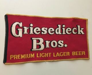 Vintage Large Griesedieck Brothers Premium Light Lager Beer Patch Advertising
