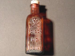 Poison Bottle,  Skull And Crossbones,  2 Oz.  Iodine